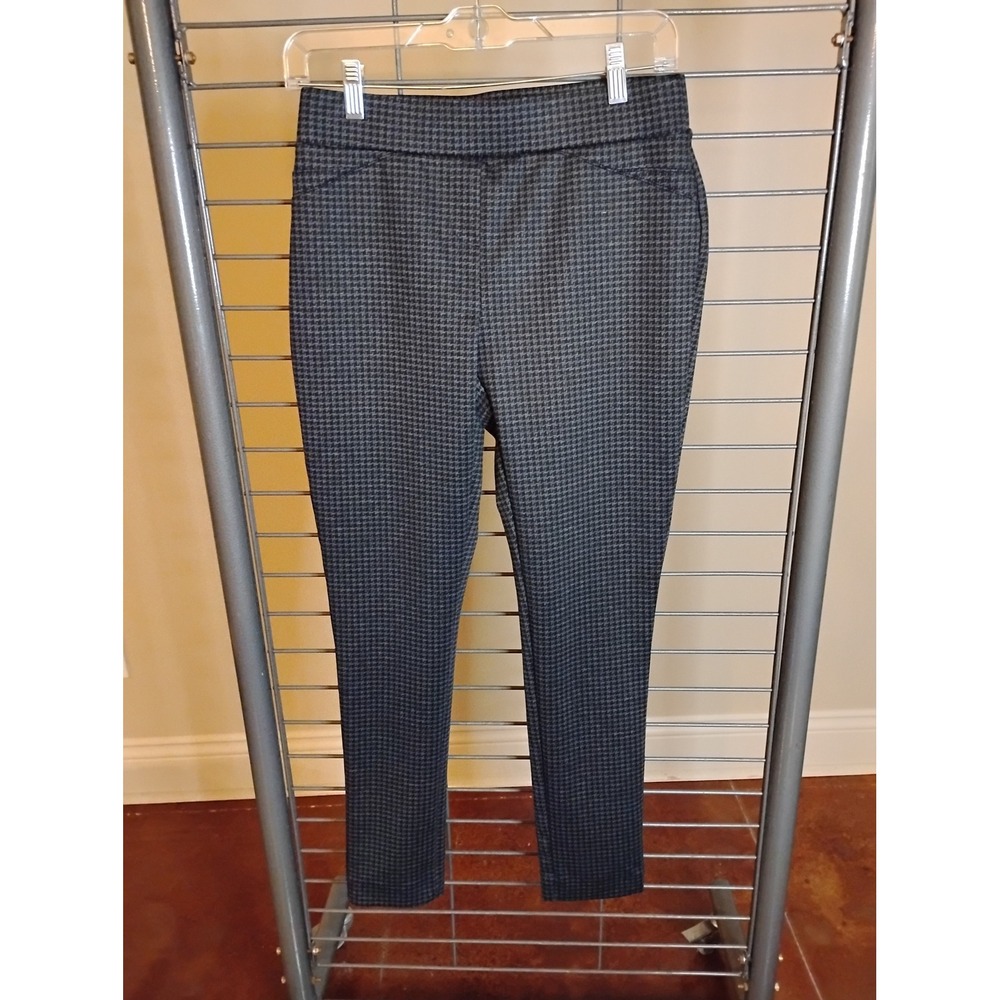 Calvin Klein Womens Black Grey Houndstooth Pull On Skinny Pants Size 4